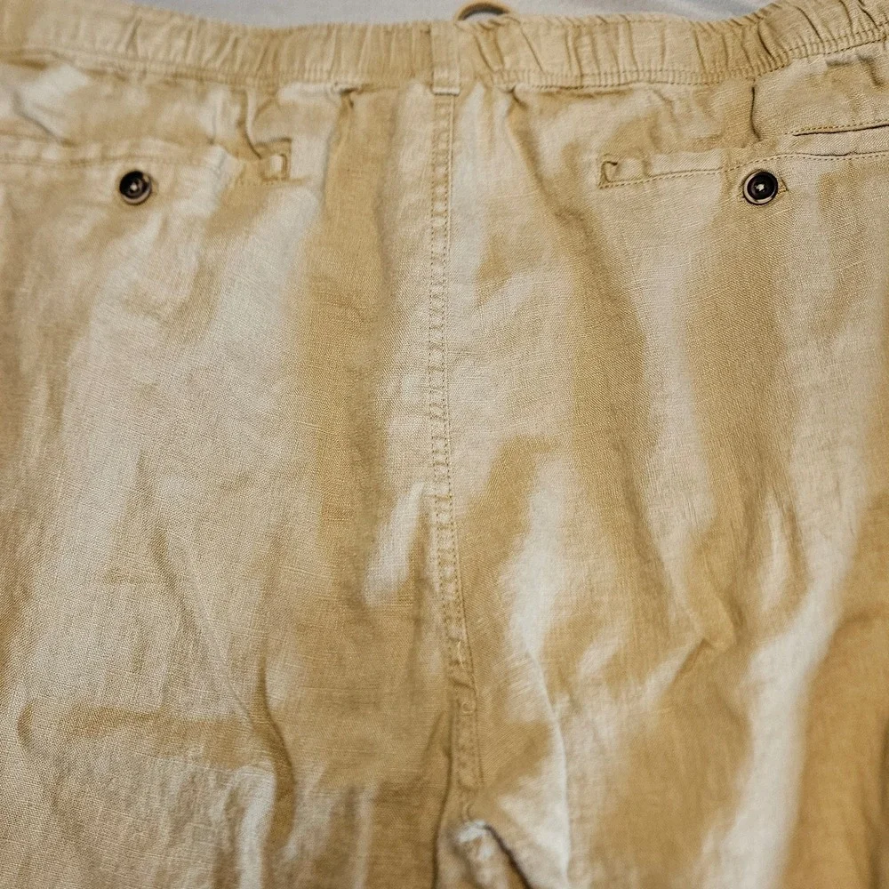 28 Palms 100% Linen Drawstring Pants Mens XXL 30 Tan Khaki Beach Relaxed Summer